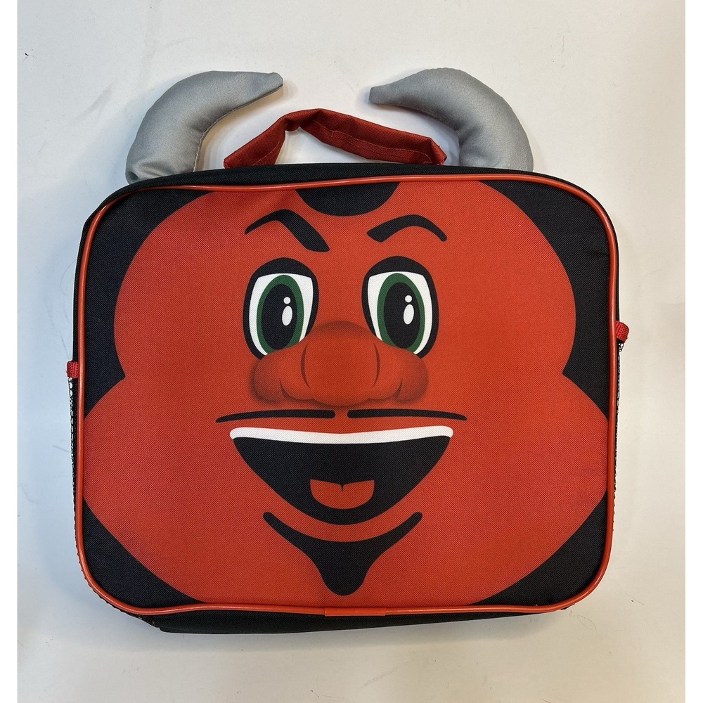 NEW JERSEY DEVILS Insulated Zipper Lunch Bag w/Horns & Handle Red Black 11x9x3